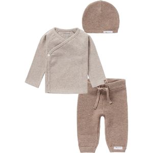 Noppies - Kledingset - 3 delig - Broek Grover Knit Taupe - Shirt nanyuki - Muts Rosita Taupe- Maat 44