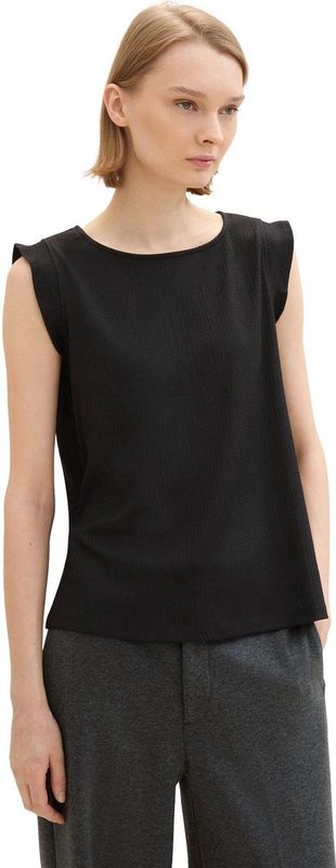 Tom Tailor Denim Losvallende top met volantmouwen