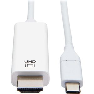 Tripp-Lite U444-003-H4K6WE USB-C to HDMI Adapter Cable (M/M) - 3.1, Gen 1, Thunderbolt 3, 4K @ 60 Hz, Converter on HDMI End, White, 3 ft. TrippLite