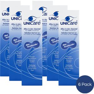 Unicare - Alles-in-één - 6 x 240 ml - Hoge Kwaliteit Lenzenvloeistof voor zachte contactlenzen - Voordeelverpakking incl. lenzendoosjes