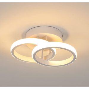 Goeco Plafondlampen - 19W - witte - ronde design - warm witte - 3000K - LED-kroonluchter geïntegreerde - 25CM