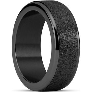 Enthumema | 8 mm Glitterende Zwarte Roestvrijstalen Fidget Ring