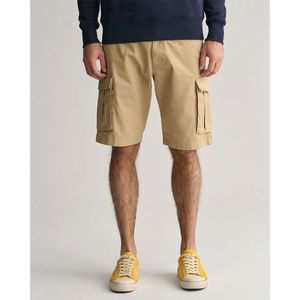 Gantvoor mannen. 205069 Relaxed Fit bruine keperstof cargo shorts (29), Casual, Katoen