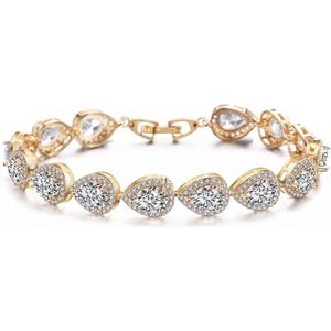 Swarovski® Druppel Armband Goudkleurig - 19 cm - Valentijnsdag - Moederdag Cadeau - Geschenkset Vrouwen - Cadeau voor Vrouw - Verjaardagscadeau - Cadeau - Geschenk voor haar - Kerst Cadeau - Juwelia