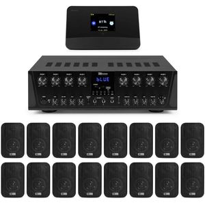 Power Dynamics - Multiroom Geluidsinstallatie - 8-Zone Versterker - 16 Speakers - DAB Tuner