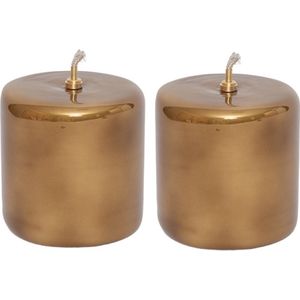 WInQ - Olielamp cilinder 7x10cm cm Goud - 2 Stuks - Ideale vervanging voor kaarsen incl. lont en trechter