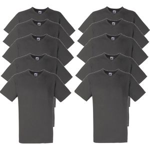 10 x Fruit of the Loom V-Hals ValueWeight T-shirt Light Graphite Maat M