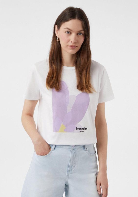 comma - T-Shirt - Katoen - Casual - Met Opvallende Print