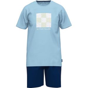 TOM TAILOR Pure Cotton heren shortama - ronde hals - blauw - Maat 2XL