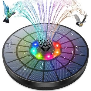 Solar Waterfontein 55W LED | Drijvende Zonne-aangedreven Pomp | 7 sproeiers | Waterfunctie | Vogelbad Tuin Vistank Patio Vijver