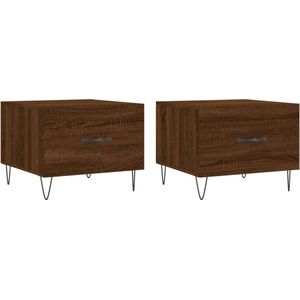 vidaXL Salontafels - Set van 2 - Bruin eiken - 50x50x40 cm Salontafel - Bijzettafel - Houten Salontafel - Salontafeltje - Eiken Meubilair