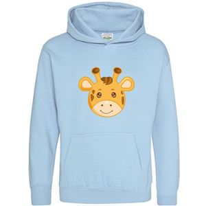 Pixeline Hoodie Giraffe Face Sky Blue 5-6 jaar - Pixeline - Trui - Stoer - Dier - Kinderkleding - Hoodie - Dierenprint - Animal - Kleding