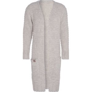 Knit Factory Alex Lang Gebreid Dames Vest - Grof gebreid beige damesvest - Cardigan voor de herfst en winter - Lang vest tot over de knie - Beige - 36/38