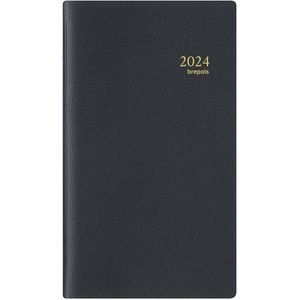 Brepols Agenda 2024 • Plan-O-Rama • geniet •2t • Genova PVC • +ABC • 9,2 x 16 cm • Zwart