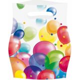 Feestzakjes met ballonnenopdruk plastic - 24x stuks - uitdeelzakjes