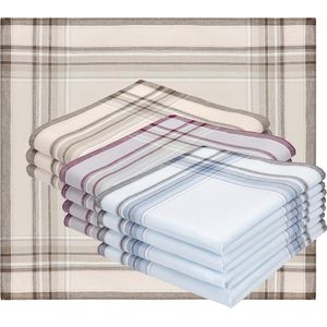 12 Stuks Mannen Zakdoeken Set - 100% Katoen, Moderne Dessin, 40x40cm
