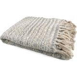 SIZO Plaid Mumbai 130 x 170 cm - Grijs/Beige/Naturel - Zomerplaid