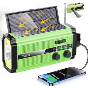 Draagbare noodradio met USB-oplader, zonnepaneel en zaklamp – 5000 mAh accu - AM/FM/NOAA