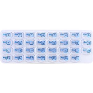 Pillendoos - Medicijndoosje - Wit - 31 Dagen - Maandelijkse Pillendoos - Verwijderbaar