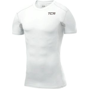 TCA Mannen HyperFusion Compressie Basislaag Top Korte Mouw Ondershirt - Wit, M