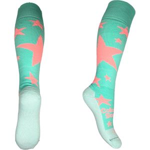Hockeysokken Golden Pink Stars Pastel, L: Maat 41-45