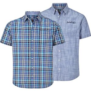 Jan Vanderstorm herren Overhemden, Set Van 2 - 47/48 - blauw