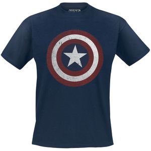 Captain America Shield Logo Heren T-shirt - marineblauw - XXL