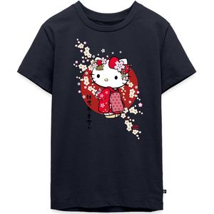 Hello Kitty In Een Rode Kimono En Kersenbloesems Premium T-Shirt Tiener