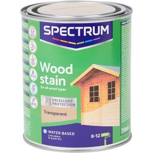 Spectrum beits - Transparant -Wood stain- 750 ML- Semi transparant - Indoor en outdoor bruikbaar - na 4 uur stofdroog- na 12 uur overschilderbaar - Uitstekend weersbestendige beits - Mooie houtbescherming