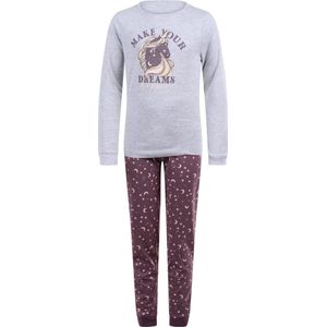 Hele toffe meisjes pyjama MAKE YOUR DREAMS HAPPEN met Unicorn van het bekende merk PEBBLE STONE maat 134/140