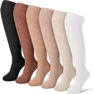 6 Paar - sokken - Kniekousen - Warme Fuzzy Fleece Sokken - Huissokken Dames - Warme Winter Sokken- Fluffy Sokken - Slaapsokken - Huissokken - warm houden - koraal fleece - Pluche en comfortabel - dikke pluche sokken - middenbuis sokken