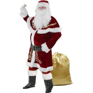 Kerstmankostuum voor mannen - 12 - delige set - kerstfeest - cosplay voor volwassenen - rood - deluxe fluweel - kerstmanpak - S