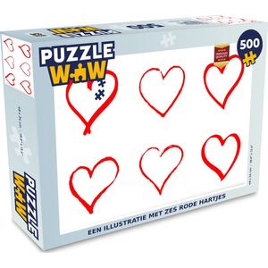 Puzzel Een illustratie met zes rode hartjes - Legpuzzel - Puzzel 500 stukjes