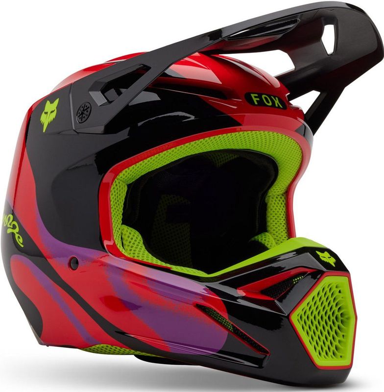 FOX - V1 Emotion - Crosshelm - Zwart Rood Geel