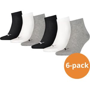 Puma Quarter Sokken Plain 6-pack Zwart / Wit / Grijs
