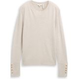 Tom Tailor - Trui - Zandkleur - Met Ronde Hals en Knoop-details