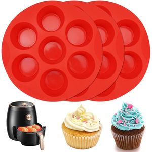 3 stuks Air Fryer Silicone Muffins 7 Cups Mini Muffin Mould Non-Stick Coating voor Cupcakes Brownies Cakes Pudding