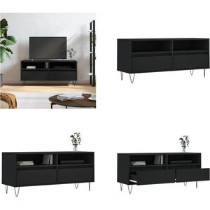 vidaXL Tv-meubel 100x34-5x44-5 cm bewerkt hout zwart - Tv-meubel - Tv-meubelen - Tv Kast - Opbergkast