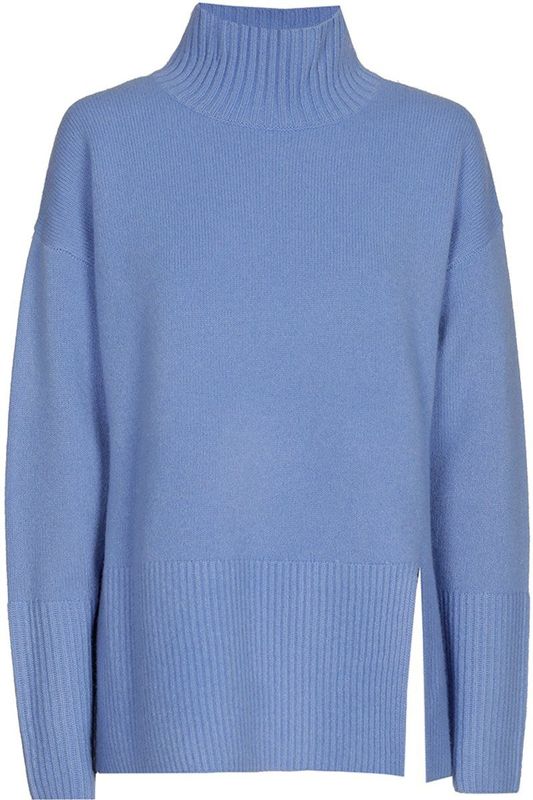 Xandres Trui blauw (Maat: S) - Effen - Halslijn: Opstaande kraag,