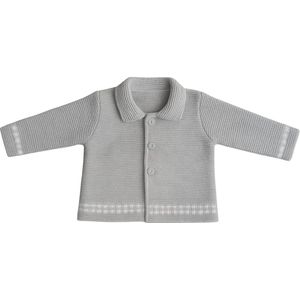 Pex - Gebreid Baby Vest met Kraagje - Grijs - Mt 0-3 mnd