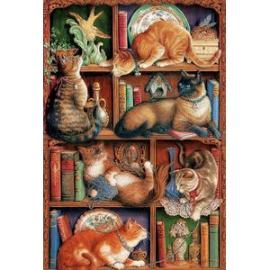Cobble Hill puzzle 2000 pieces - Feline Bookcase
