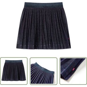 vidaXL Meisjesrokje - Kinderrokje - Kinderrokje met glitters 140 marineblauw - Glitterrokje - Blauwe Rok - Schooluniform