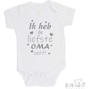 100% katoenen Romper ""Ik heb de liefste Oma ooit!"" Moederdag Unisex Katoen Wit/grijs Maat 68/74