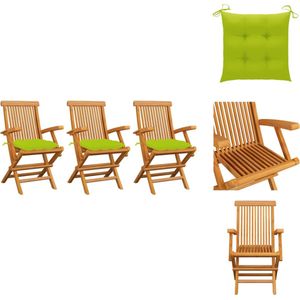 vidaXL Teakhouten Tuinstoelenset - 3 stoelen - 55 x 60 x 89 cm - Houten stoelen inklapbaar - Met kussens - Tuinstoel