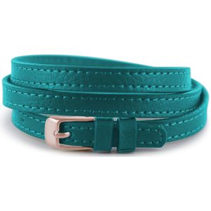 Silventi - 980170006 - Leren Wikkelarmband - Turkoois - 60cm - 7mm