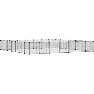 vidaXL-Huisdierenkooi-met-deur-28-panelen-35x35-cm-staal-zwart
