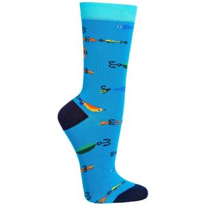Sokken | grappige sokken dames | grappige sokken heren | happy socks printjes | thema vissers en vissen | maat 36-41 | per 2 paar | kleur lichtblauw