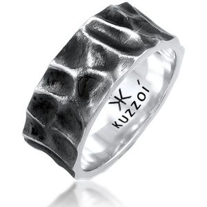 KUZZOI Heren Ring Heren Band Ring Hammered gebruikt kijken solide in 925 Sterling zilver