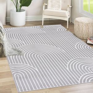 Mazovia Tapijt Grafiet Modern Figuren en Vormen,Figuren en Vormen - Woonkamer - Rechthoek Voeten Vloerverwarming OEKO-TEX® Certificaat - Grijs - 80 x 150 cm