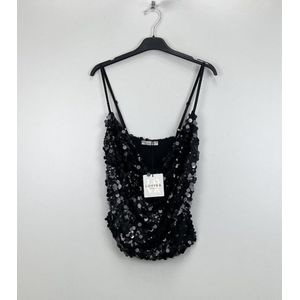 Topje, glitter, zwart, one size